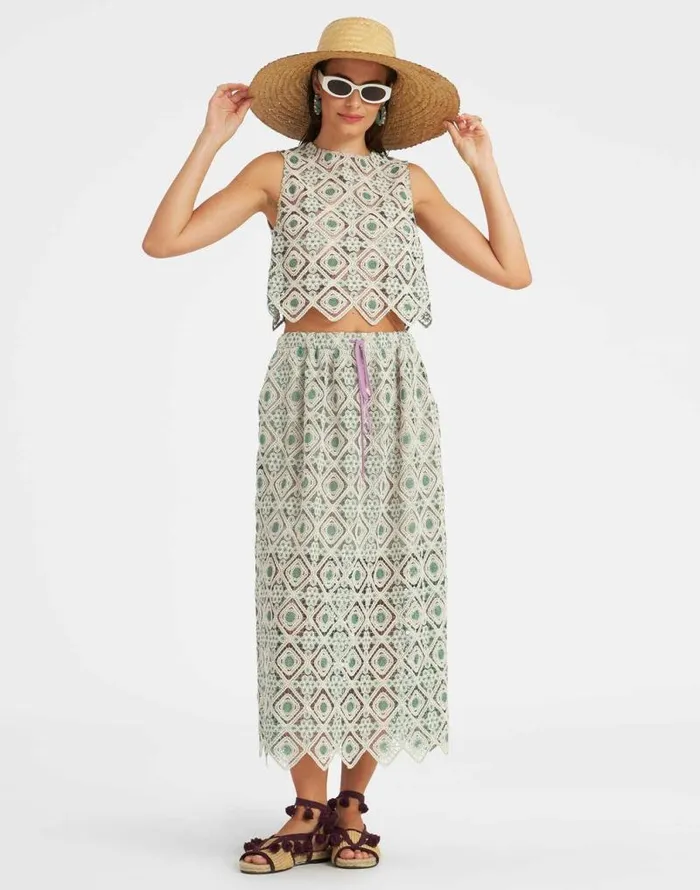 Drawstring Skirt Agua Cream Women La Double J Skirts