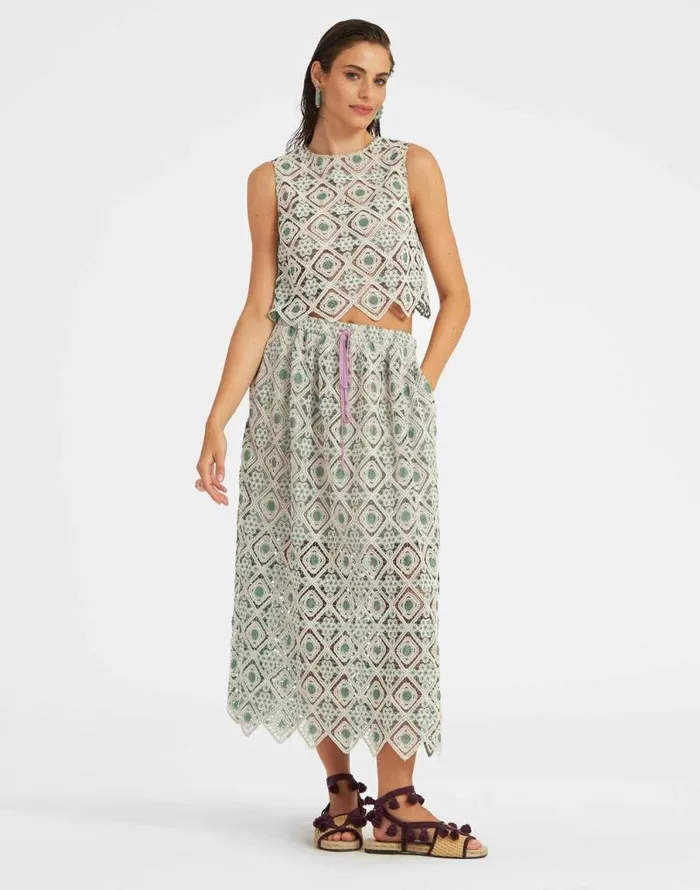 Drawstring Skirt Agua Cream Women La Double J Skirts Drawstring Skirt Agua Cream Women La Double J Skirts