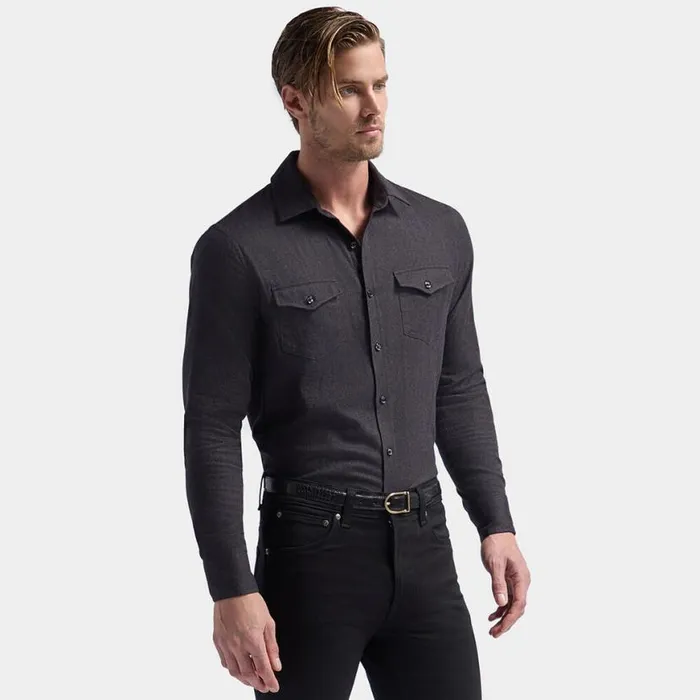 Dress Shirts Men GFORE HERRINGBONE BRUSHED DRESS SHIRT Charcoal Heather Grey Dress Shirts Men GFORE HERRINGBONE BRUSHED DRESS SHIRT Charcoal Heather Grey