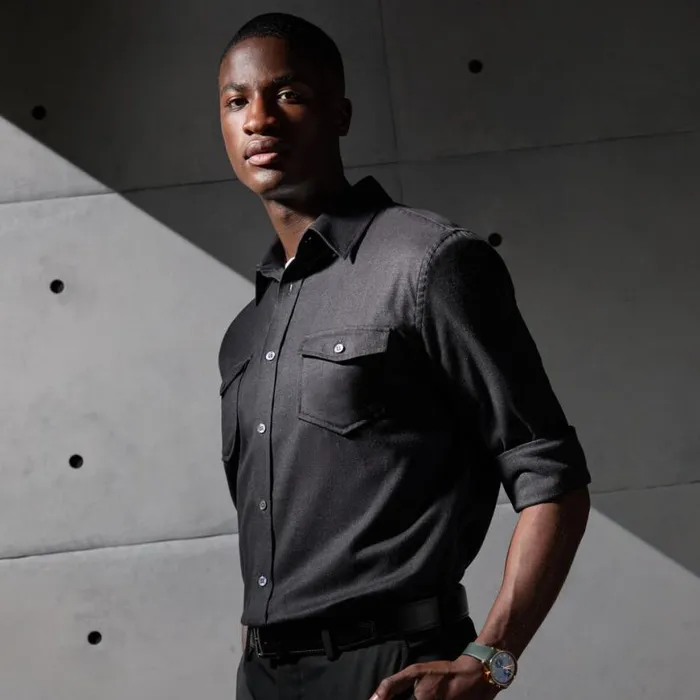 Dress Shirts Men GFORE HERRINGBONE BRUSHED DRESS SHIRT Charcoal Heather Grey Dress Shirts Men GFORE HERRINGBONE BRUSHED DRESS SHIRT Charcoal Heather Grey