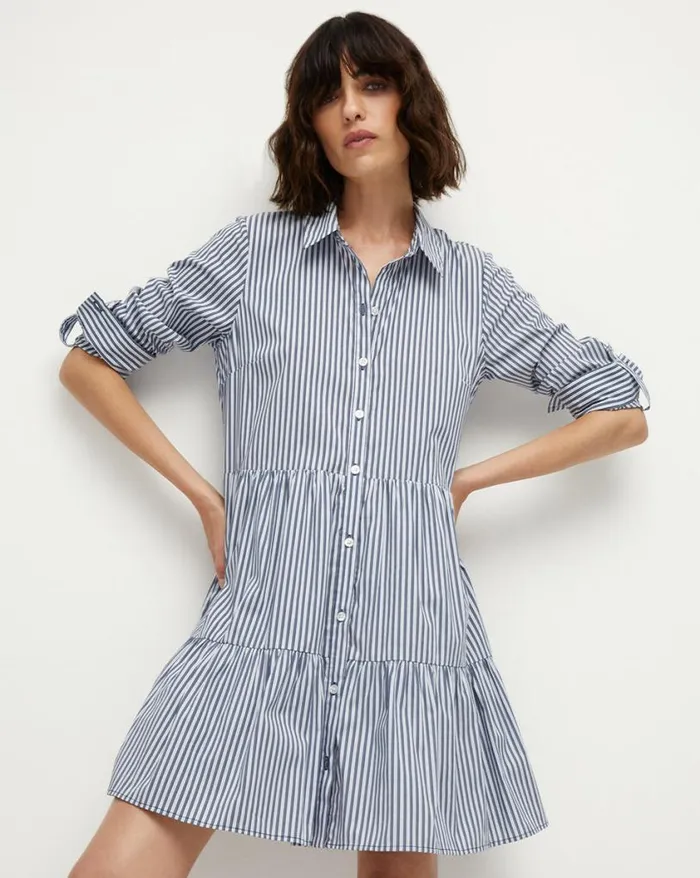 Dresses Shop Veronica Beard Jemila Striped Shirtdress Blue Multi