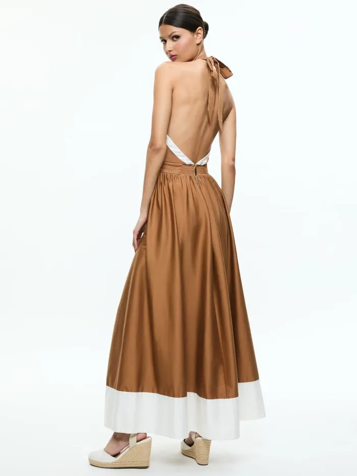 Dresses Women Alice Olivia BEATRIX SWEETHEART TIE NECK DRESS Tanvanilla