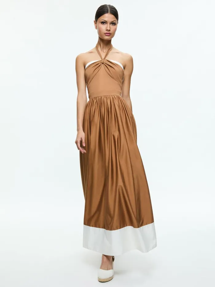 Dresses Women Alice Olivia BEATRIX SWEETHEART TIE NECK DRESS Tanvanilla
