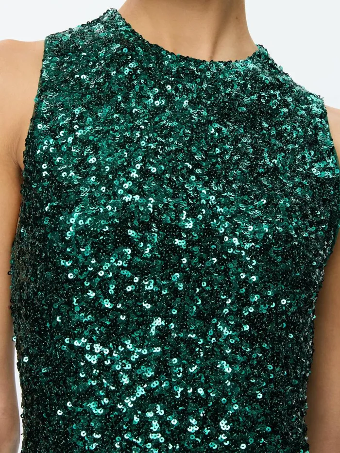 Dresses Women Alice Olivia COLEY SEQUIN MINI DRESS Forest Green