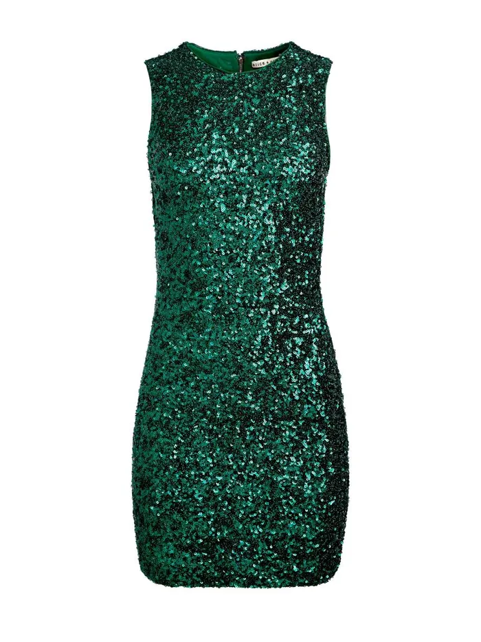 Dresses Women Alice Olivia COLEY SEQUIN MINI DRESS Forest Green