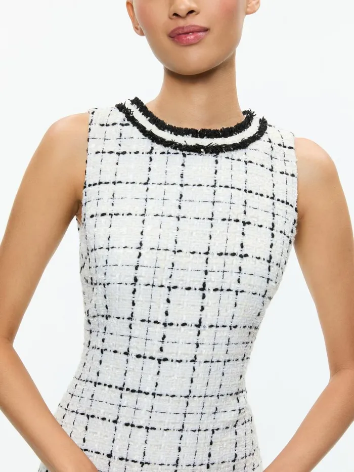 Dresses Women Alice Olivia COLEY SLIM FIT MINI DRESS Off Whiteblack