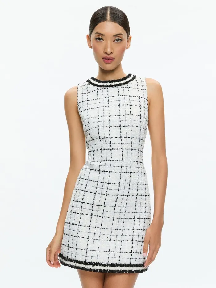 Dresses Women Alice Olivia COLEY SLIM FIT MINI DRESS Off Whiteblack
