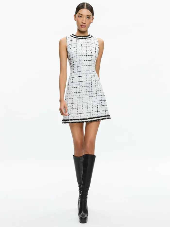 Dresses Women Alice Olivia COLEY SLIM FIT MINI DRESS Off Whiteblack