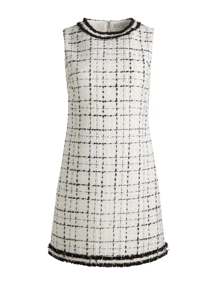 Dresses Women Alice Olivia COLEY SLIM FIT MINI DRESS Off Whiteblack