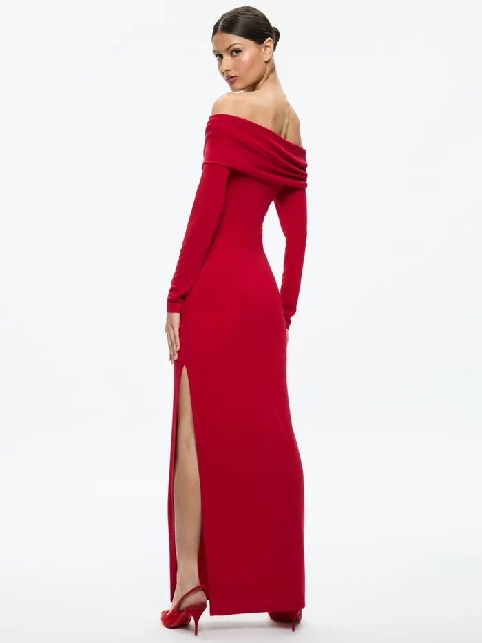 Dresses Women Alice Olivia CORETTA OFF THE SHOULDER DRESS Bright Ruby