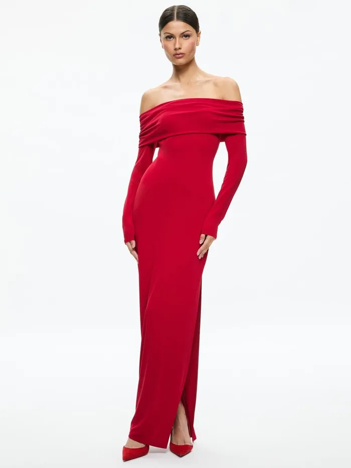 Dresses Women Alice Olivia CORETTA OFF THE SHOULDER DRESS Bright Ruby