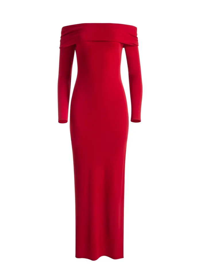 Dresses Women Alice Olivia CORETTA OFF THE SHOULDER DRESS Bright Ruby
