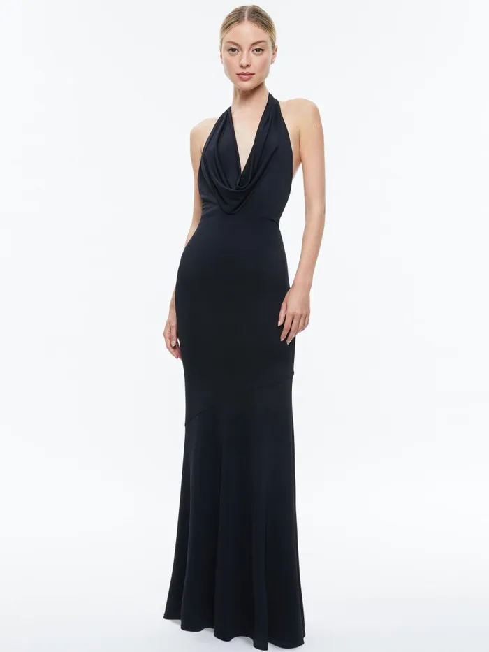 Dresses Women Alice Olivia DANI DEEP COWL MAXI DRESS Black