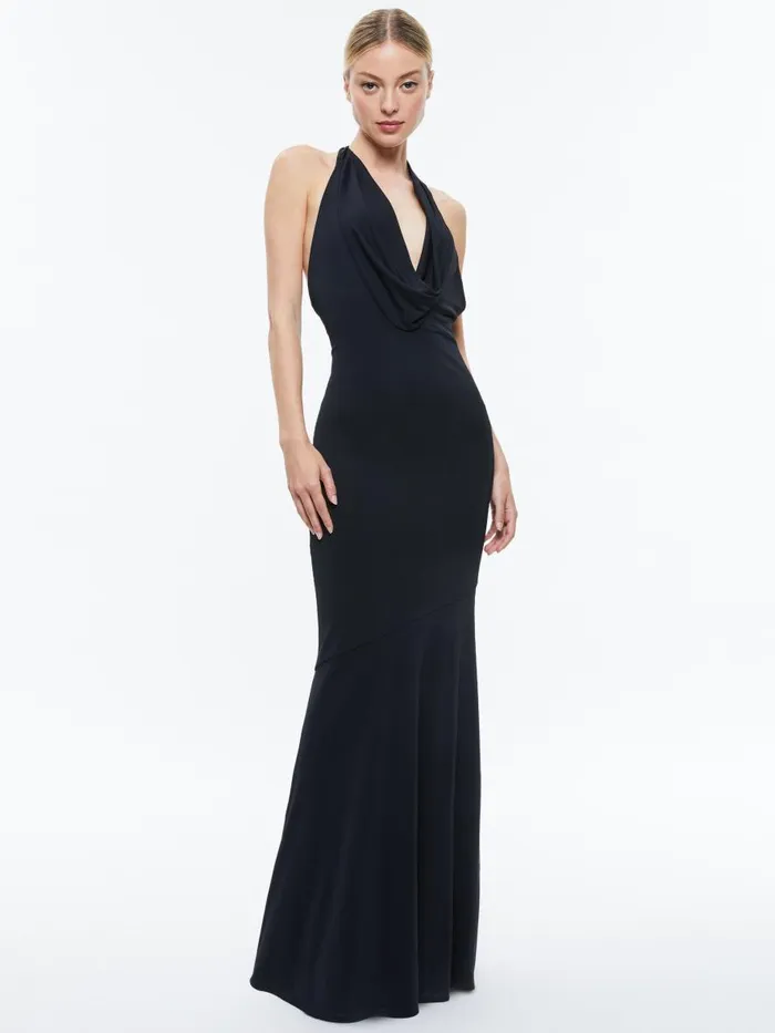 Dresses Women Alice Olivia DANI DEEP COWL MAXI DRESS Black