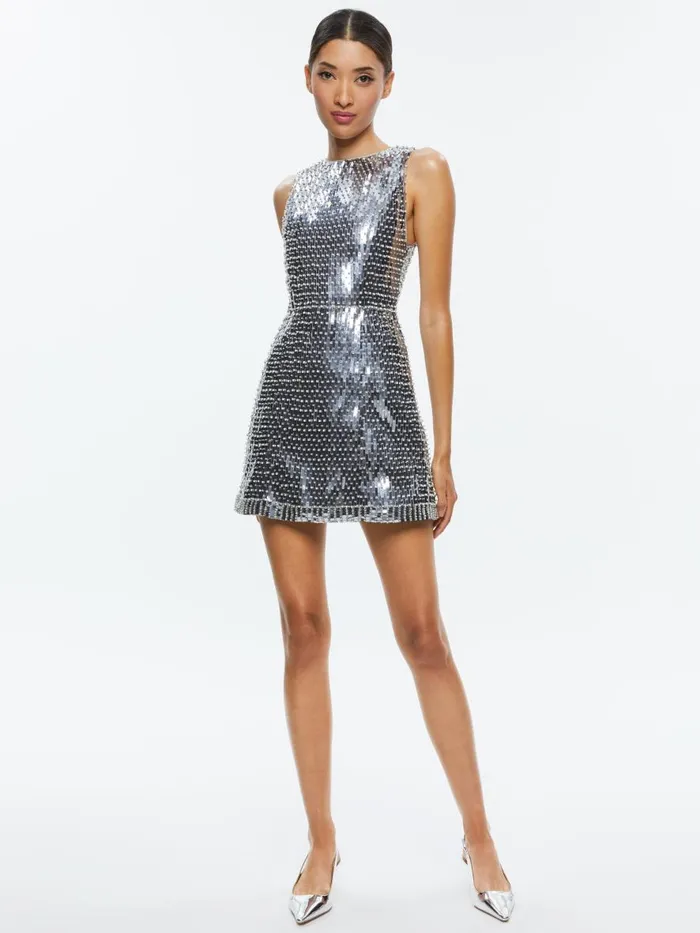 Dresses Women Alice Olivia LINDSEY EMBELLISHED MINI GOWN Silver