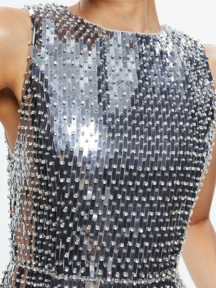 Dresses Women Alice Olivia LINDSEY EMBELLISHED MINI GOWN Silver