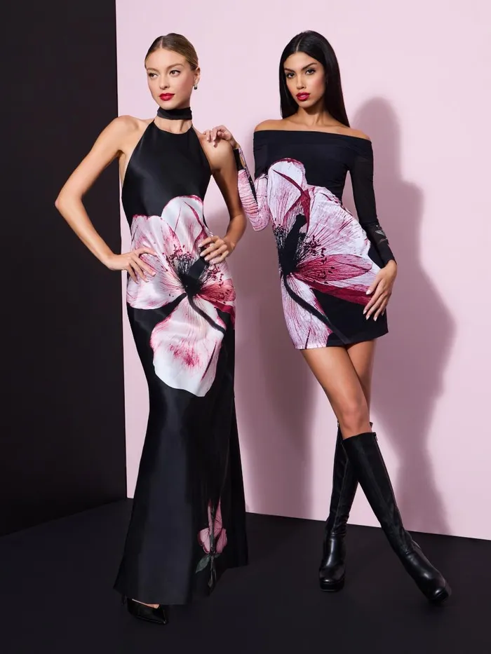Dresses Women Alice Olivia MONTANA COWL STRAP BACK MAXI GOWN WITH SCARF Luna Floral