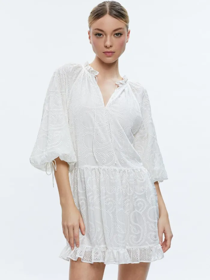 Dresses Women Alice Olivia SHERRIE GATHERED TUNIC DRESS Off White