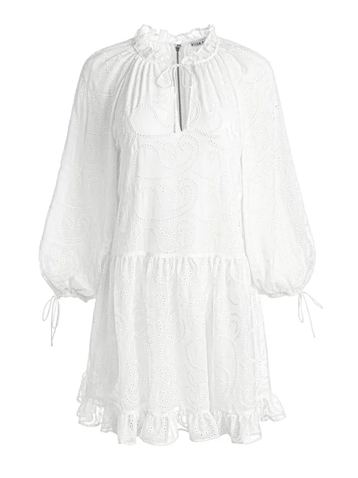 Dresses Women Alice Olivia SHERRIE GATHERED TUNIC DRESS Off White