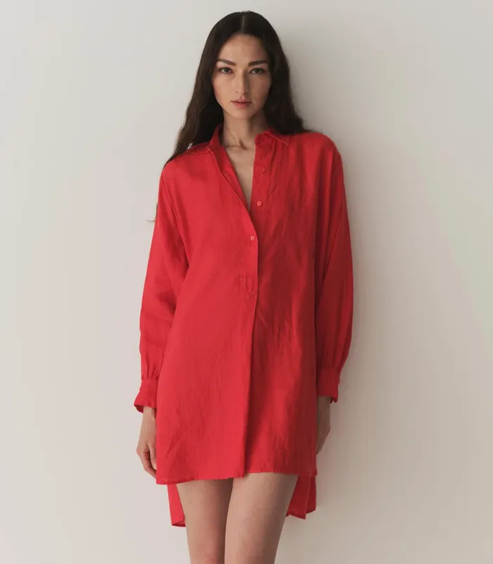 Dresses Women DEN Jora Linen Dress Scarlet