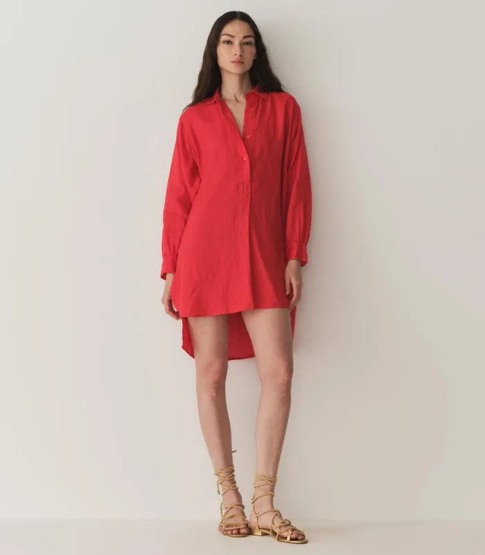 Dresses Women DEN Jora Linen Dress Scarlet Dresses Women DEN Jora Linen Dress Scarlet