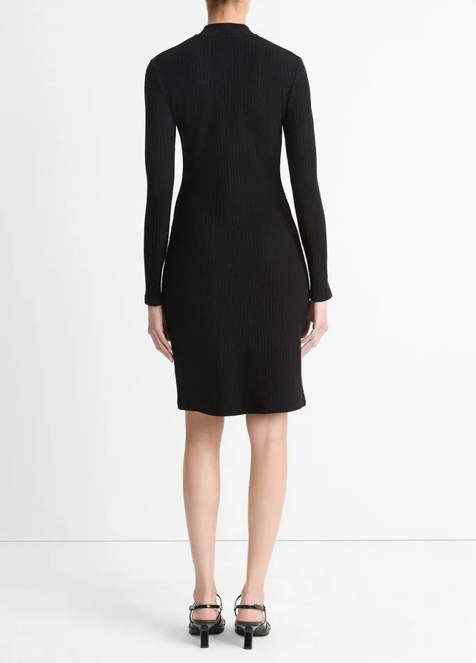 Dresses Women Vince Ribbed LongSleeve Short Dress Black Dresses Women Vince Ribbed LongSleeve Short Dress Black