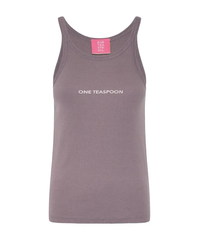 DUSKY ONE TEASPOON LOGO SINGLET Women One Teaspoon Tees and Tanks DUSKY ONE TEASPOON LOGO SINGLET Women One Teaspoon Tees and Tanks