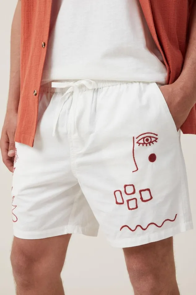 Easy Short Ecru Emb Men Cotton On Shorts Easy Short Ecru Emb Men Cotton On Shorts