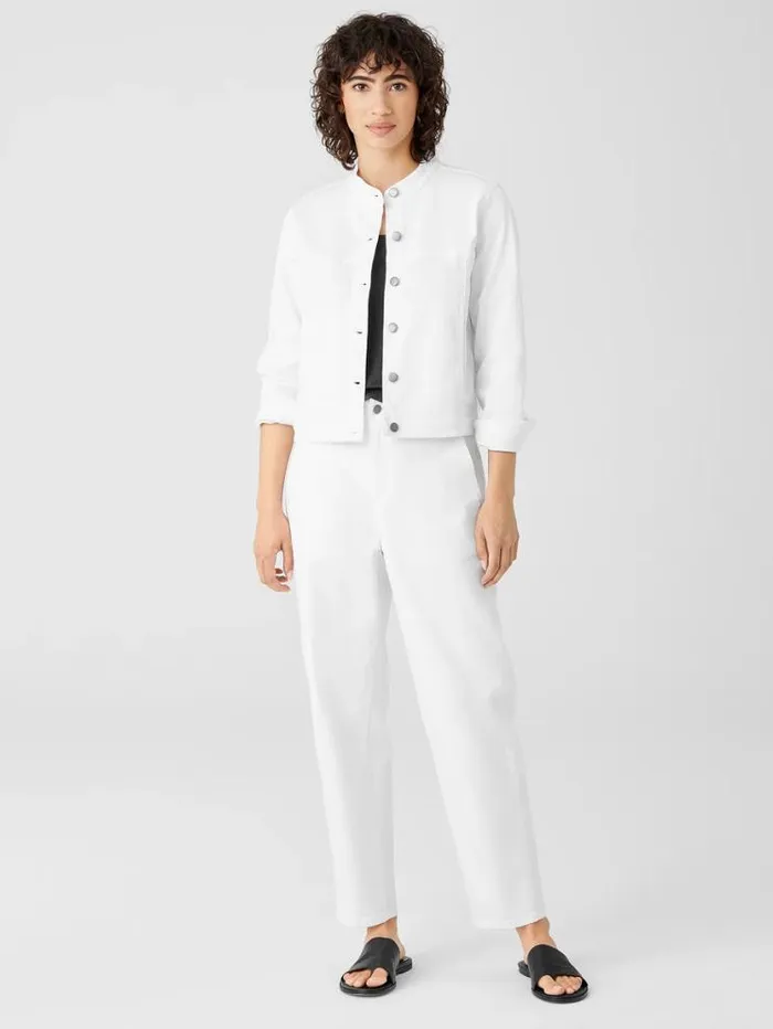 Eileen Fisher Denim Organic Cotton Denim Stand Collar Jacket White 8211 Shop