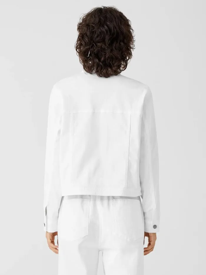 Eileen Fisher Denim Organic Cotton Denim Stand Collar Jacket White 8211 Shop