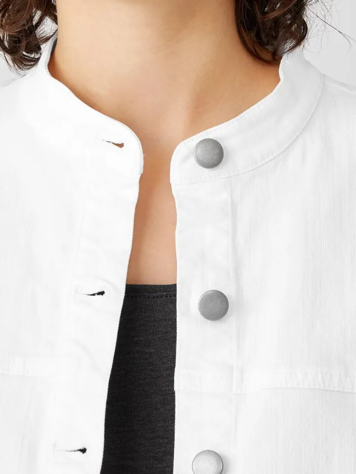 Eileen Fisher Denim Organic Cotton Denim Stand Collar Jacket White 8211 Shop