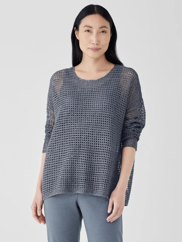 Eileen Fisher Extended Sizing 1X3X Organic Linen Dlav Round Neck Top Steel 8211 Shop Eileen Fisher Extended Sizing 1X3X Organic Linen Dlav Round Neck Top Steel 8211 Shop
