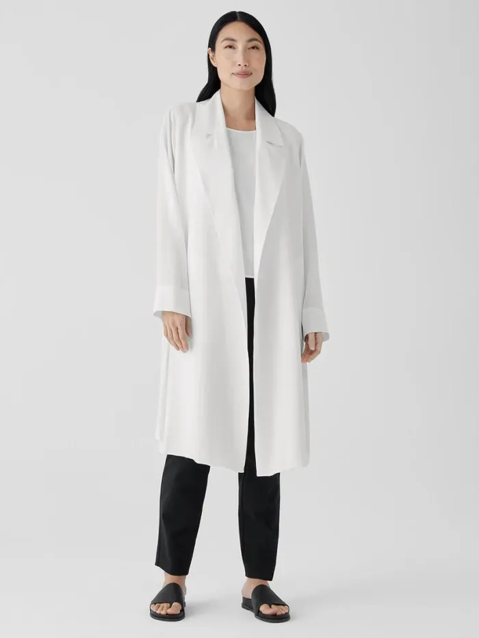 Eileen Fisher Jackets Coats and Vests Silk Georgette Crepe Trench Coat Ivory 8211 Shop Eileen Fisher Jackets Coats and Vests Silk Georgette Crepe Trench Coat Ivory 8211 Shop