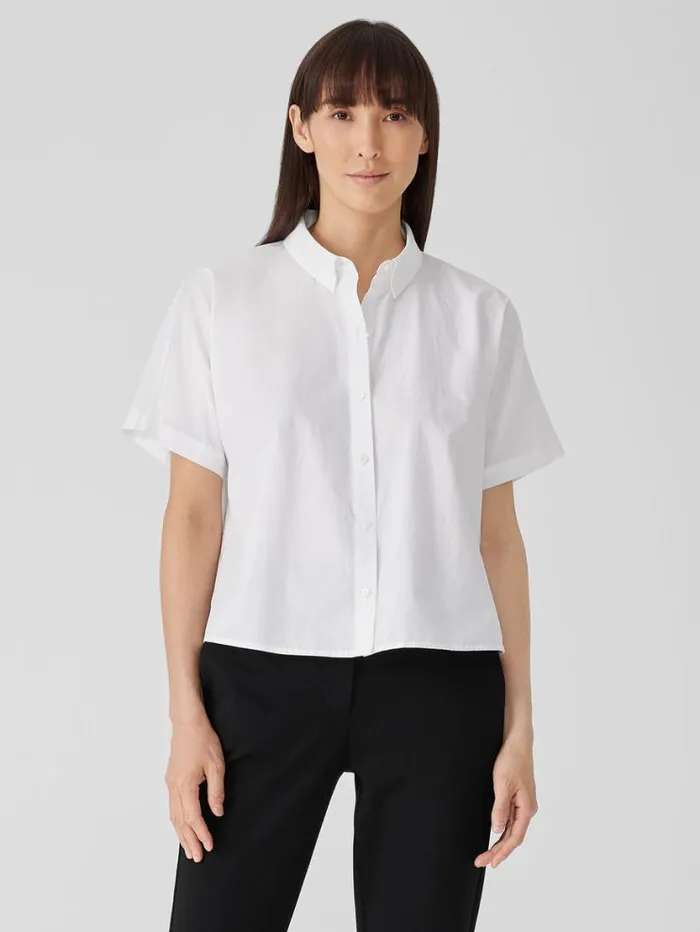 Eileen Fisher Petite Washed Organic Cotton Poplin ShortSleeve Shirt White 8211 Shop Eileen Fisher Petite Washed Organic Cotton Poplin ShortSleeve Shirt White 8211 Shop