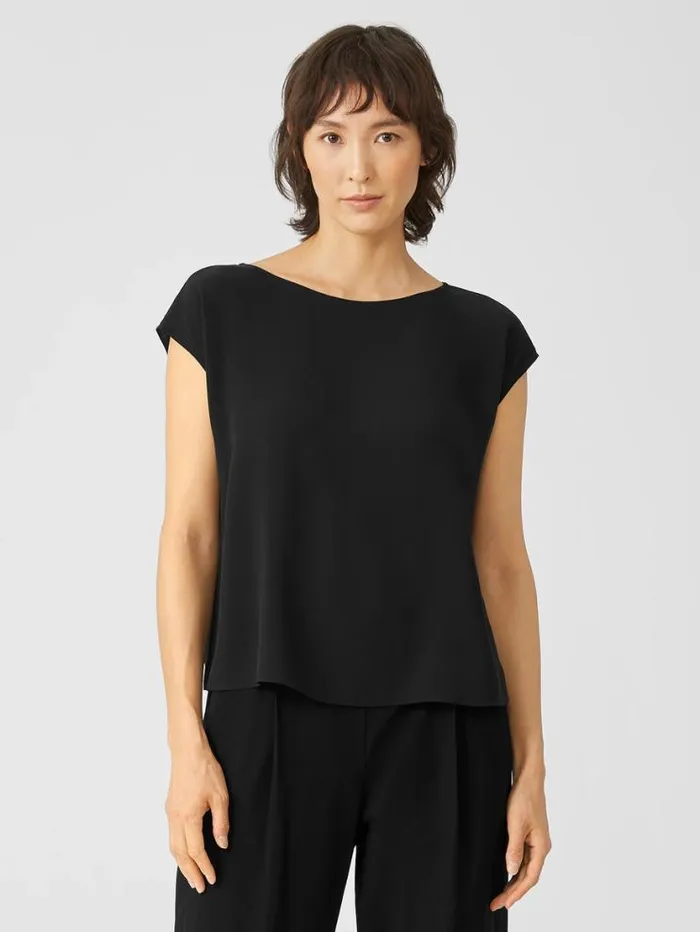 Eileen Fisher Tops and Tees Silk Georgette Crepe ShirredBack Top Black 8211 Shop Eileen Fisher Tops and Tees Silk Georgette Crepe ShirredBack Top Black 8211 Shop