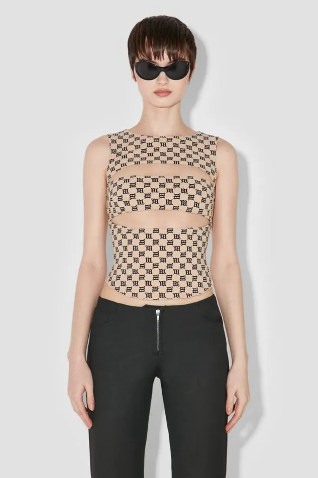 Elena Monogram Tank Top Beigeblack Women MISBHV Tops