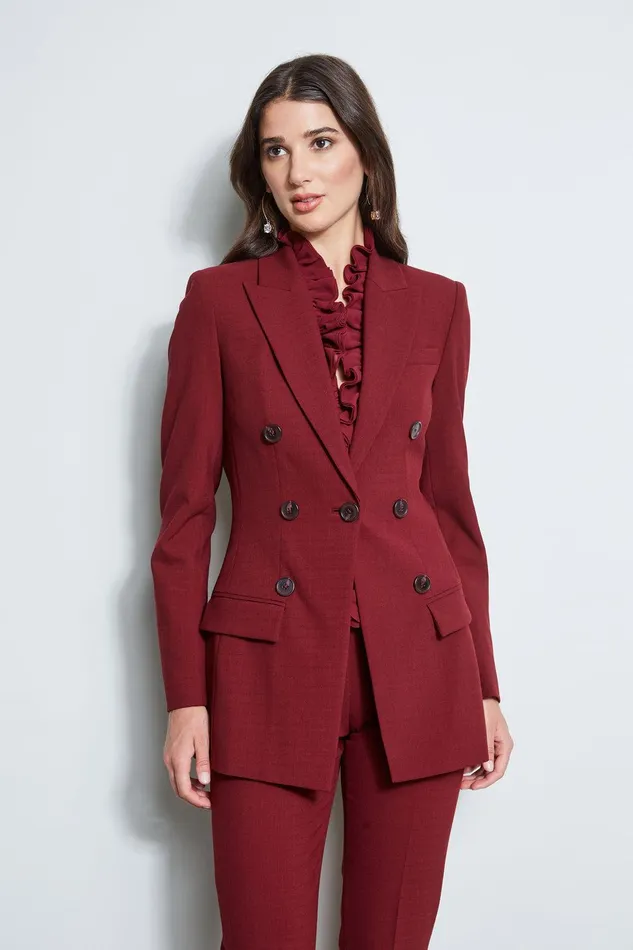 Elie Tahari 7 Button Blazer Bordeaux Women Jackets and Blazers