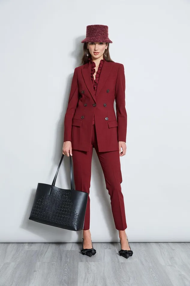 Elie Tahari 7 Button Blazer Bordeaux Women Jackets and Blazers