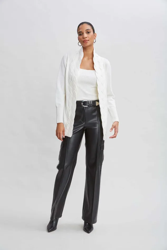 Elie Tahari Cable Cardigan Snow Women Tops