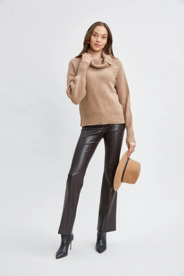 Elie Tahari Cashmere Button Sweater Saddle Women Tops