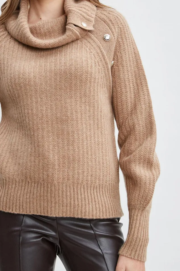Elie Tahari Cashmere Button Sweater Saddle Women Tops