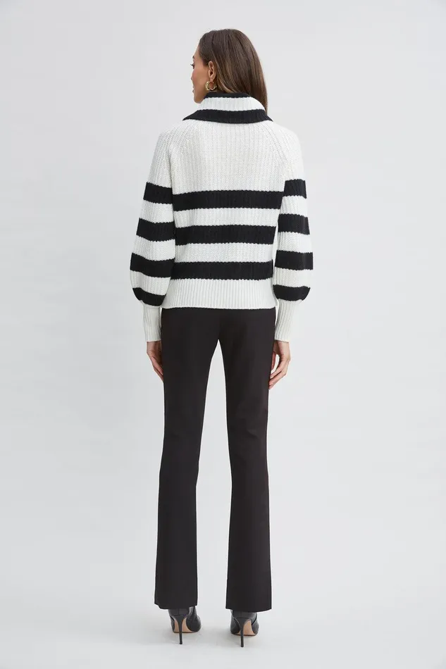 Elie Tahari Cashmere Stripe Sweater Sky Whitenoir Women Tops