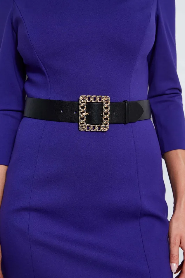 Elie Tahari Chain Belt Dart Dress Grape Women Dresses and Jumpsuits