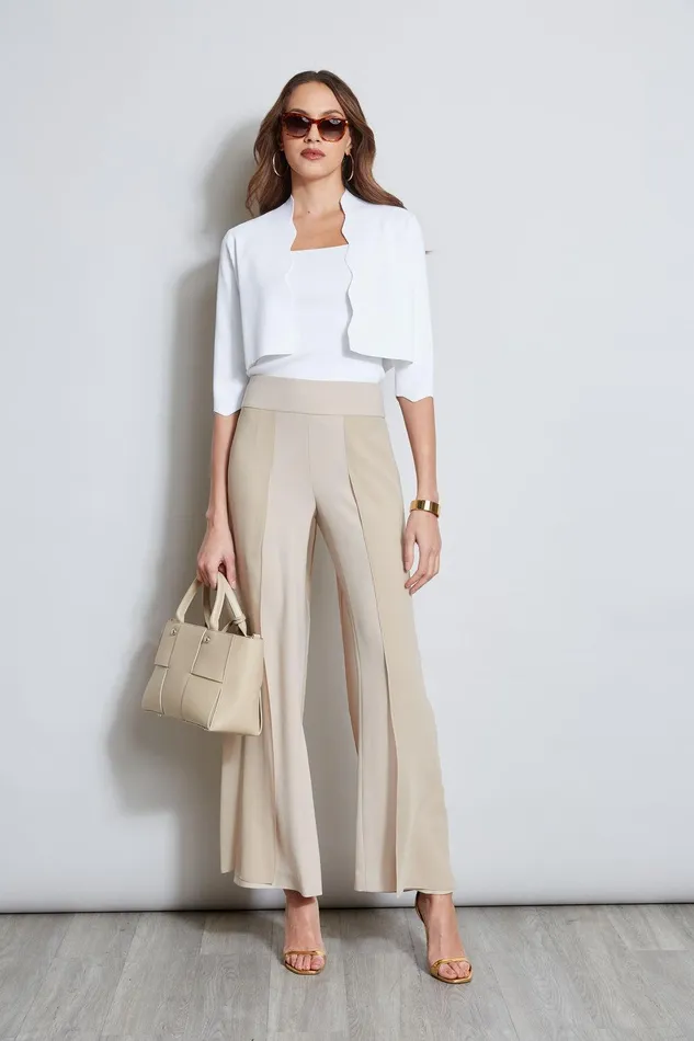 Elie Tahari Chiffon Panel Pant Island Sand Women Bottoms Elie Tahari Chiffon Panel Pant Island Sand Women Bottoms