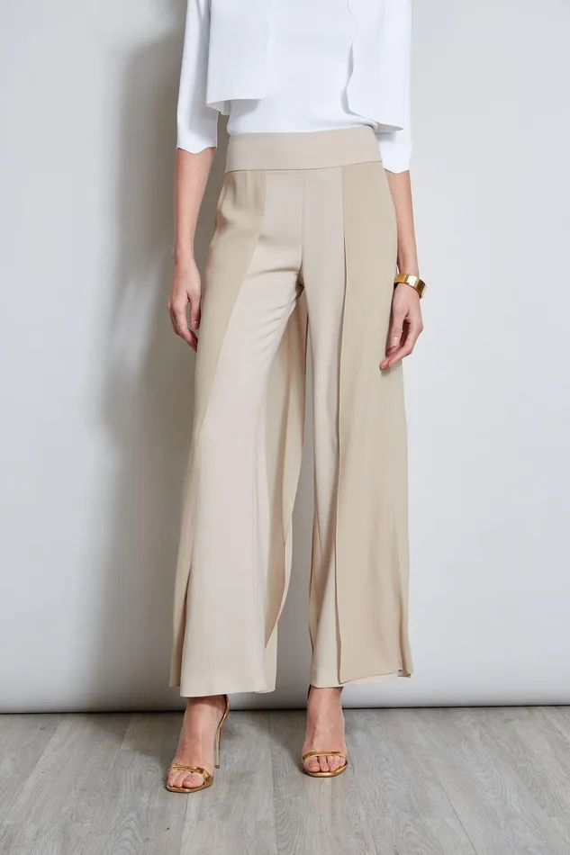 Elie Tahari Chiffon Panel Pant Island Sand Women Bottoms Elie Tahari Chiffon Panel Pant Island Sand Women Bottoms