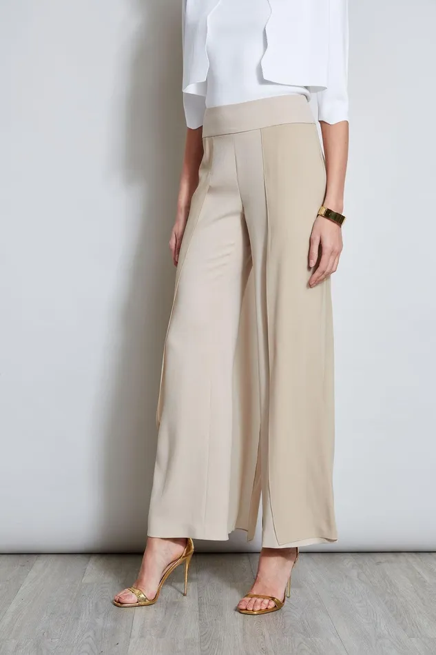 Elie Tahari Chiffon Panel Pant Island Sand Women Bottoms Elie Tahari Chiffon Panel Pant Island Sand Women Bottoms