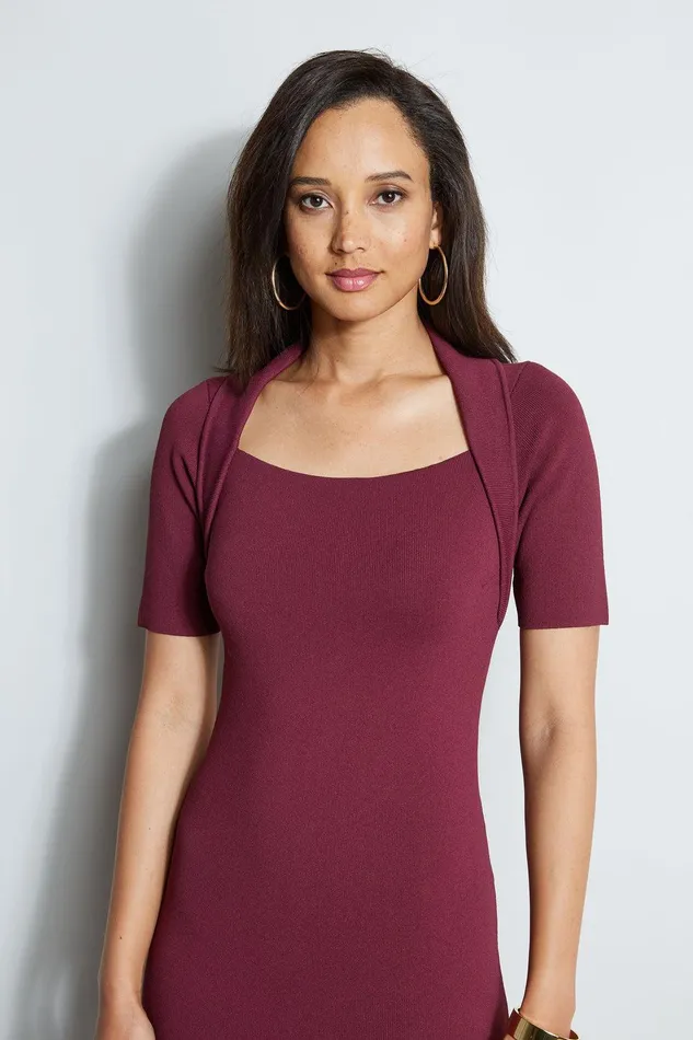 Elie Tahari Contour Sweater Dress Cranberry Women Dresses and Jumpsuits