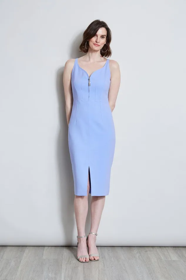 Elie Tahari Contour Zip Dress Horizon Blue Women Dresses and Jumpsuits