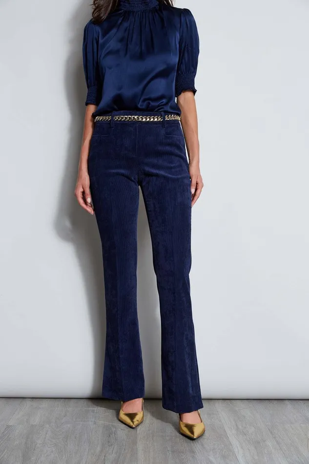Elie Tahari Corduroy Fit and Flare Pant Galaxy Navy Women Suiting