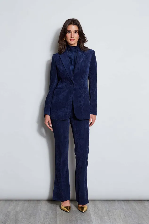 Elie Tahari Corduroy Fit and Flare Pant Galaxy Navy Women Suiting